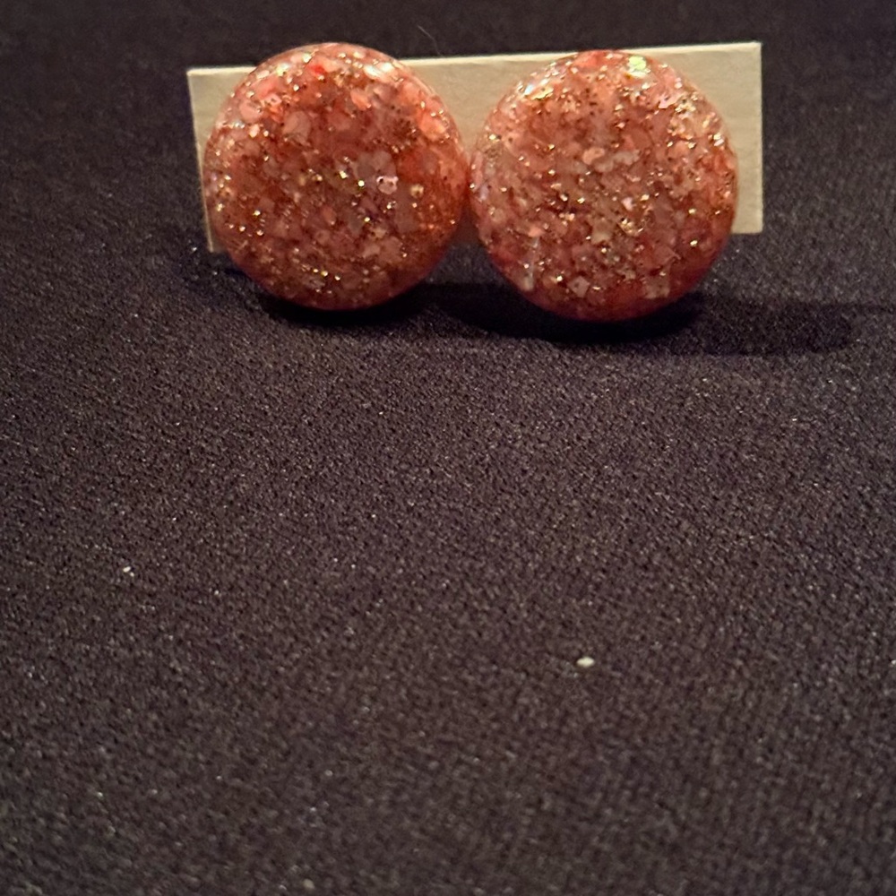 Vintage pink confetti glitter earrings